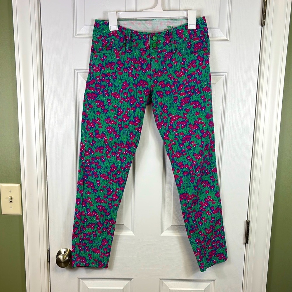 Lilly Pulitzer floral worth skinny mini jeans sz 2